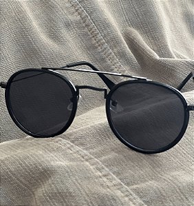 OCULOS SOLAR COM PROTEÇAO UV REDONDO METAL PRETO