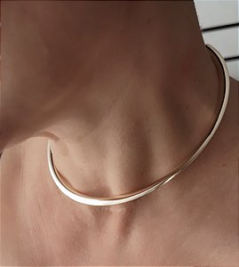 COLAR ARO TUBULAR 7MM BANHADO A OURO 18 K