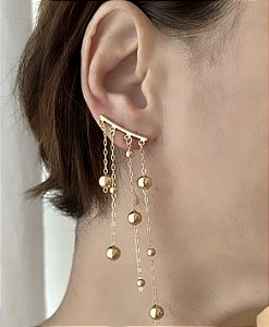 BRINCO EAR CUFF CASCATA BOLINHAS BANHADO OURO 18 K