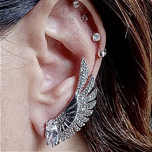 BRINCO EAR CUFF COM MICROZIRCONIAS CRISTAIS BANHADO RODIO