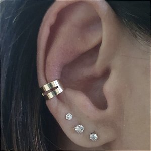 BRINCO PIERCING FAKE CHAPA DOIS AROS BANHADO A OURO 18 K - UNITARIO