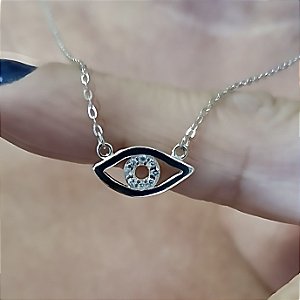 COLAR OLHO GREGO COM ZIRCONIAS EM PRATA 925