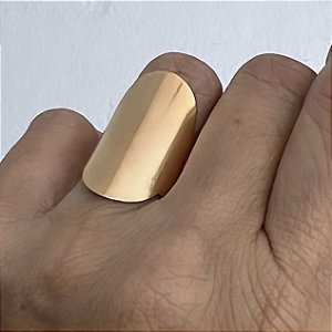 ANEL AJUSTAVEL CHAPA OVAL BANHADO A OURO 18 K
