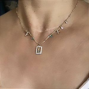 COLAR FE E NOSSA SENHORA APARECIDA BANHADO A OURO 18 K