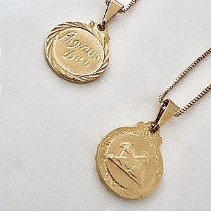 COLAR COM PINGENTE AGNUS DEI BANHADO OURO 18 K