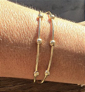 PULSEIRA BRACELETE DUPLO COM BOLINHAS BANHADA A OURO 18K - AJUSTAVEL
