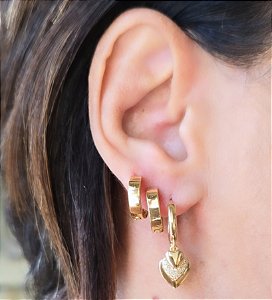 BRINCO ARGOLA COM PINGENTE CORAÇAO BANHADO A OURO 18 K OU PRATA - ARGOLINHA