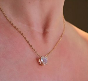 COLAR CORAÇAO DE ZIRCONIA CRISTAL BANHADO OURO 18 K