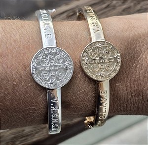 PULSEIRA BRACELETE SAO BENTO BANHADO A OURO OU PRATA
