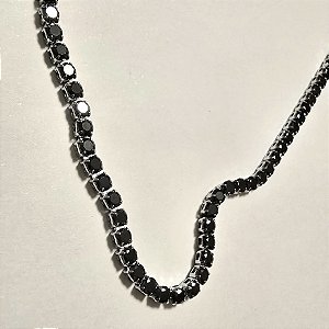 COLAR CHOKER RIVIERA COM ZIRCONIAS NEGRAS EM AÇO INOX