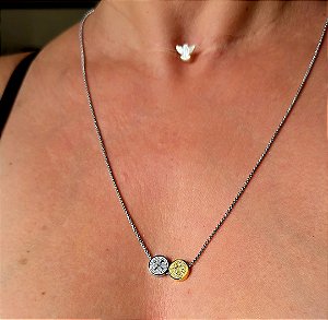 COLAR ESCAPULARIO SAO BENTO EM AÇO INOX COM DOURADO