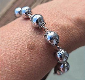 PULSEIRA BOLAS EM AÇO INOX