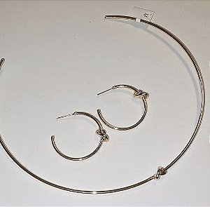 CONJUNTO ARO E BRINCO ARGOLA NOZINHO BANHADO A OURO 18 K OU PRATA