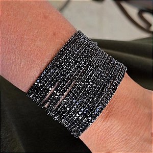 PULSEIRA AJUSTAVEL RIVIERA BANHADA A RODIO NEGRO - KIT COM 20