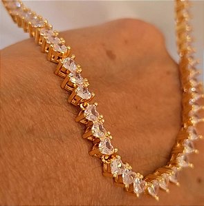 COLAR RIVIERA CORAÇAO BANHADO A OURO 18K