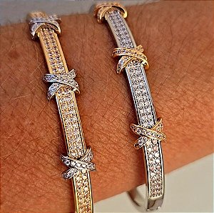 PULSEIRA BRACELETE INSPIRED X BANHADO A OURO 18 K OU RODIO