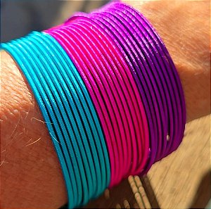 PULSEIRA CORDA DE VIOLAO COLORIDA - KIT COM 9 PULSEIRAS