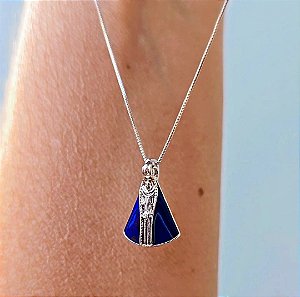 COLAR NOSSA SENHORA APARECIDA ESMALTADA BANHADO A RODIO