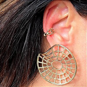 BRINCO TELINHA TEIA BANHADO A OURO 18 K