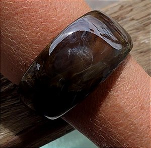 PULSEIRA BRACELETE RESINA MARMORIZADO MARROM G