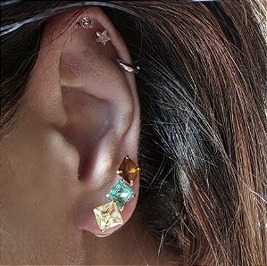 BRINCO TRIO COLORIDO BANHADO OURO 18 K