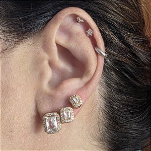 BRINCO TRIO RETANGULAR BANHADO OURO 18 K