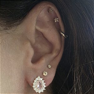 BRINCO GOTA COM ZIRCÔNIA ROSA EM PRATA 925