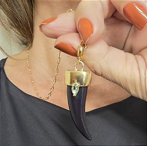 COLAR DENTE DE SABRE BANHADO OURO 18 K