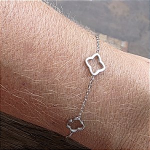 PULSEIRA TREVO EM AÇO INOX