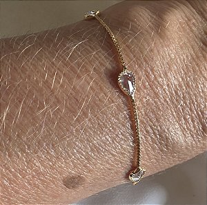 PULSEIRA GOTAS COM ZIRCONIAS BANHADA A OURO 18K