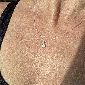 COLAR PONTO DE LUZ COM 5 ZIRCONIAS EM PRATA 925