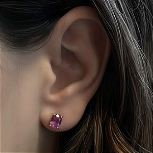 BRINCO COM ZIRCONIA PINK BANHADO A RODIO