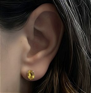 BRINCO COM ZIRCONIA AMARELA BANHADO A RODIO