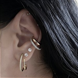 BRINCO GANCHO COM DOIS AROS BANHADO A OURO 18 K