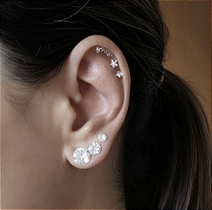 BRINCO TRIO PONTO DE LUZ COM ZIRCONIA CRISTAL EM PRATA 925 - 8,6,4 MM