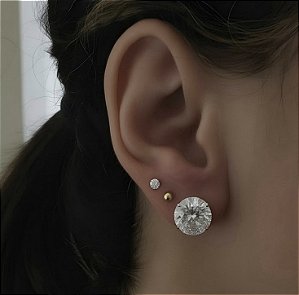 BRINCO PONTO DE LUZ COM ZIRCONIA CRISTAL EM PRATA 925 - 10MM