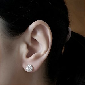 BRINCO PONTO DE LUZ COM ZIRCONIA CRISTAL EM PRATA 925 - 6MM