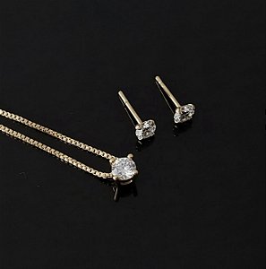 CONJUNTO PONTO DE LUZ BANHADO A OURO 18 K