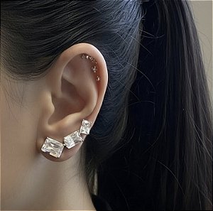 BRINCO EAR CUFF COM ZIRCÔNIA CRISTAL EM PRATA 925