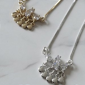 COLAR OLHO GREGO COM ZIRCONIAS CRISTAL BANHADO A OURO 18 k OU PRATA