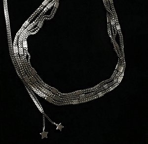 COLAR CHOKER TRIPLO AJUSTAVEL BANHADO A RODIO