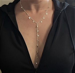 COLAR GRAVATINHA ESTRELAS BANHADO A PRATA