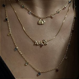 COLAR TRIO AMOR BANHADO A OURO 18 K