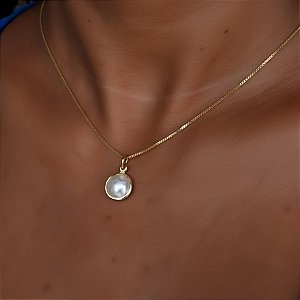 COLAR PEROLA EMOLDURADA BANHADO A OURO 18 K