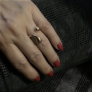 ANEL AJUSTAVEL GOTAS BANHADO A OURO 18 K