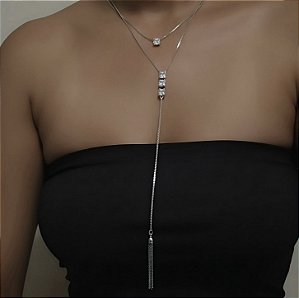 COLAR DUPLO GRAVATINHA BANHADO A RODIO