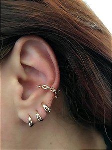 BRINCO PIERCING FAKE ELO CARTIER  BANHADO A OURO 18 K FECHO OMEGA - UNITARIO