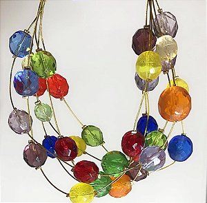 COLAR COM CRISTAIS COLORIDOS - BIJUTERIA