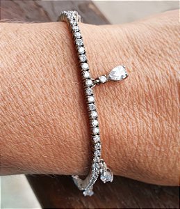 PULSEIRA COM ZIRCONIAS CRISTAIS BANHADA EM RODIO