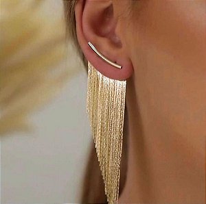 BRINCO EAR CUFF DE FRANJA BANHADO OURO 18 K OU PRATA